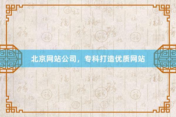 北京网站公司，专科打造优质网站