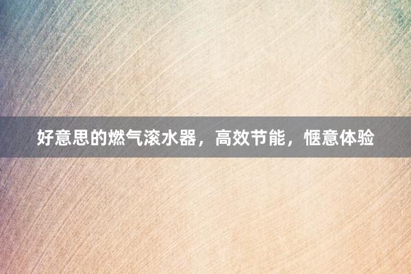 好意思的燃气滚水器，高效节能，惬意体验